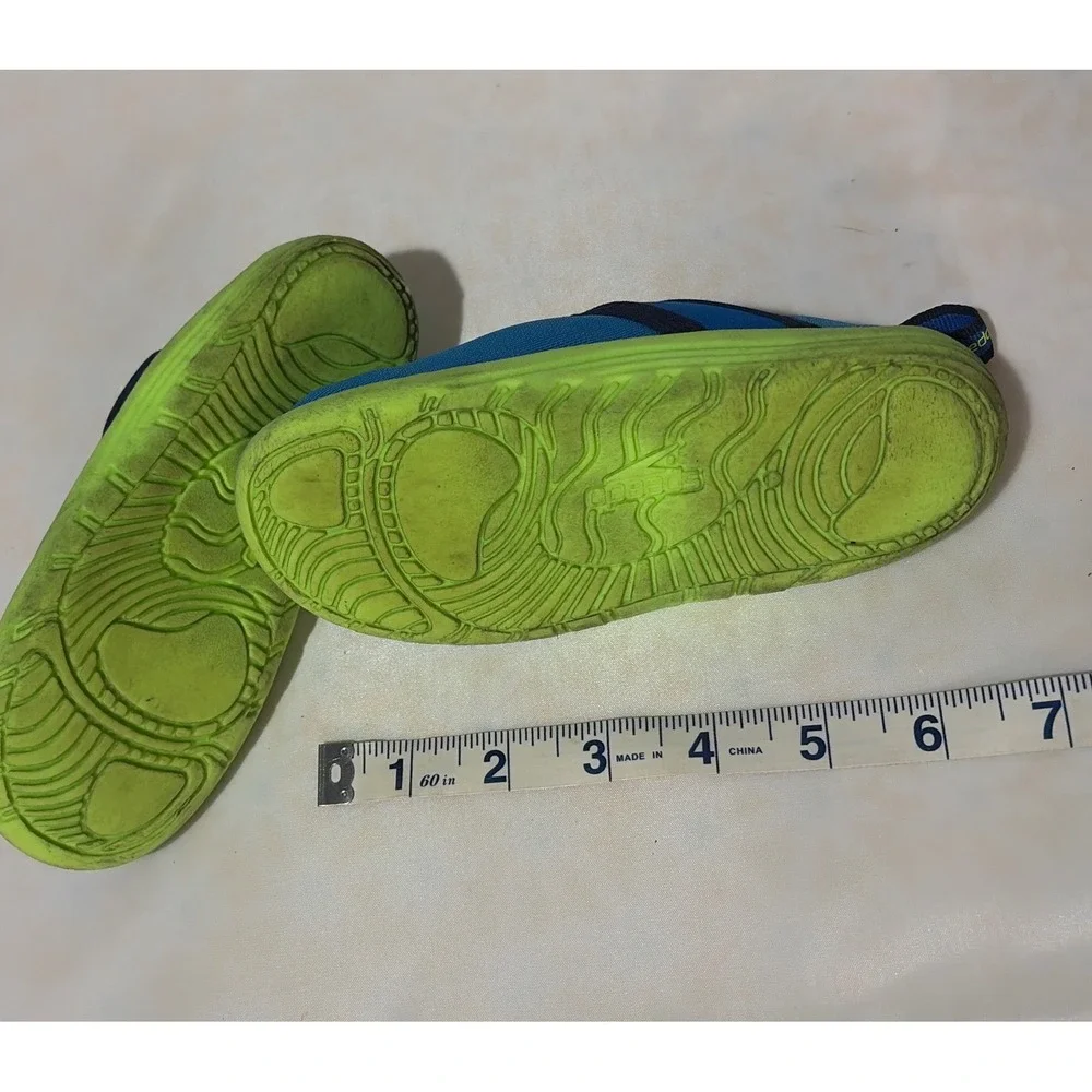 Speedo Toddler Blue Lime Green Water Shoes Aqua Socks  Size L 9/10
